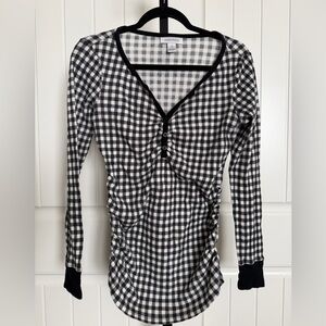 Motherhood Maternity Gingham Long Sleeve Top